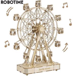 Robotime Rolife 232 Stks Rotatable DIY 3D Ferris Wiel Houten Model Bouwblok Kits Montage Speelgoed Gift Voor Kinderen Volwassen TGN01 Q0624