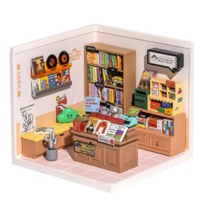 RoboTime Rolife 3D Plastic Puzzle Mini Doll House Fascining Book Store Diy Miniature House Kit 240514