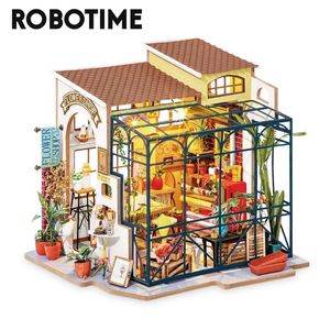 Robotime Rolife DIY Emily s Flower Shop Maison de poupée avec meubles Enfants Adulte Miniature Dollhouse Kits en bois Jouet DG145 220715