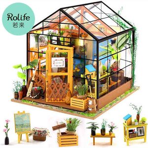 Robotime Rolife bricolage en bois Miniature maison de poupée serre à la main maison de poupée cuisine avec meubles jouets pour enfants dame cadeau