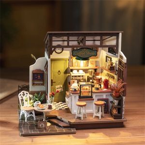 Robotime Rolife No.17 Cafe 3D Puzzle Diy Miniature Dollhouse Kit Crafts Hobby's Amazing Gift for Women Children Dg162 240516