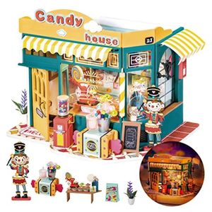 Robotime Rolife Rainbow Candy House Diy Miniatura Dollhouse con regalos de luz LED para niños Regalos de Navidad 240514