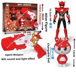 Robots Miniforce x Arme Mini Force Agent Transformation Figures Action avec Sound and Light Watch Déformation Robots Kids Toys Cadeaux