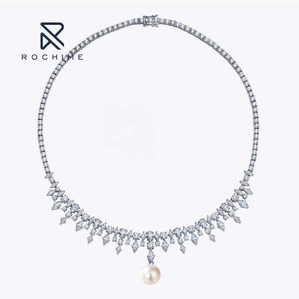 Rochime diseñador tres maneras de usar collar de diamantes de perlas Sterling Sier Zirconia joyería fina de moda para damas