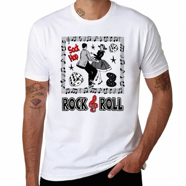 Rock and Roll Music Vintage années 50 Sock Hop Dance Party Rockabilly Style Doo Wop T-shirt vêtements mignons hauts mignons t-shirt pour hommes O0pB #