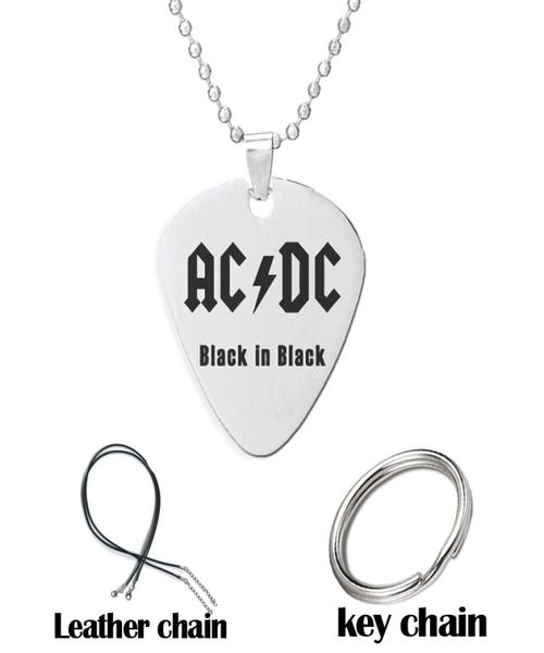 Collar con colgante de banda de rock, cadena de cuentas, cadena larga, regalo de impresión láser, púas de guitarra, joyería de acero inoxidable de 1,8mm 7701375