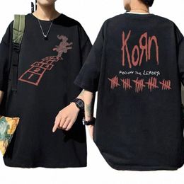 Banda de rock Korn Sigue al líder Camiseta gráfica Hombres Mujeres Fi sueltas Camisetas de manga corta Hombre Vintage Gótico Camiseta de gran tamaño 92uY #