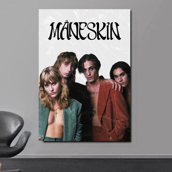 Le groupe de rock Maneskin Rush!Music Album Affiche Canvas Peinture Wall Art Pictures Nordic Home Room Bar Club Decor Cadeau