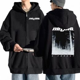 Rock Band The Cure A Forest Graphic Zip Up Hoodie Fi Jacket Men Femmes Hip Hop LG Sweet-shirt Sweatshirt surdimensionné I1JV #
