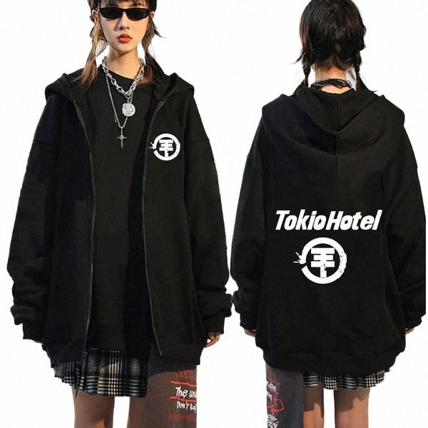 Rock Band Tokio Hotel Logo Zipper Sweats à capuche Vêtements pour hommes Automne Hiver Zip Up Sweats à capuche Vintage Punk Gothic Manteau à capuche m8sr #