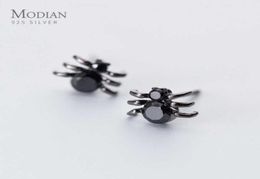 Rock noir Zircon mode araignée boucles d'oreilles pour femmes boucles d'oreilles bijoux filles enfants 925 en argent Sterling 2107072496548