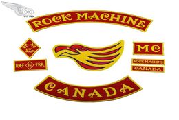 Rock Machine Bordado de alta calidad parches de hierro en motociclista para la ropa para ropa Rocker 331144447 de parche grande