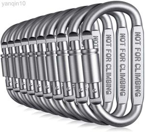 Protection de roche 10 Pack Verrouillage du carabiner Clip à ressort Aluminium chargé en aluminium D Léger pour le camping en plein air Organisation de la porte Keychain Gate HKD230810