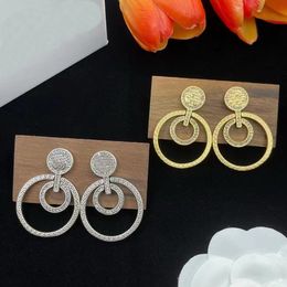 Rock Punk Hoop Silver Gold Double Circles Boucles d'oreilles European et American Diamonds Hollow Street Hip-Hop Style Party Oreing Bijoux Gift Xmer1