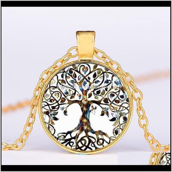 Rock Quartz Tree of Life Crystal Round Peque￱o collar de colgantes Colores de mujeres Regalos de joyer￭a de joyer￭a Drop de Qylwcl Uoat8 7i0cz