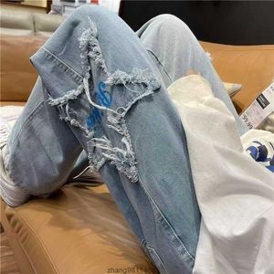 Rock Revival 2023 Star Broidered Jeans Men's Ins Trendy Straight Leg Love American High Street Pantal