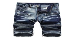 rock revival jeans NOUVEAU Designer Français Hommes Jean Shorts D'été Déchiré Denim Bleu Demi Genou Longueur Shorts Slim Fit Shorts hommes 4620213