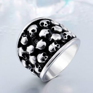 Rock Roll Punk Unieke Zware Gotische Zwart Zilver Kleur Horror Schedels Rvs Heren Ring US Size9328357