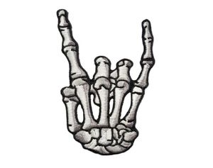 Rock Skull Finger Borduurwerkplekken Iron op badges voor kleding Motorfiets Biker Vest Jacket Accessoires Diy Metal Stickers Appli9250580