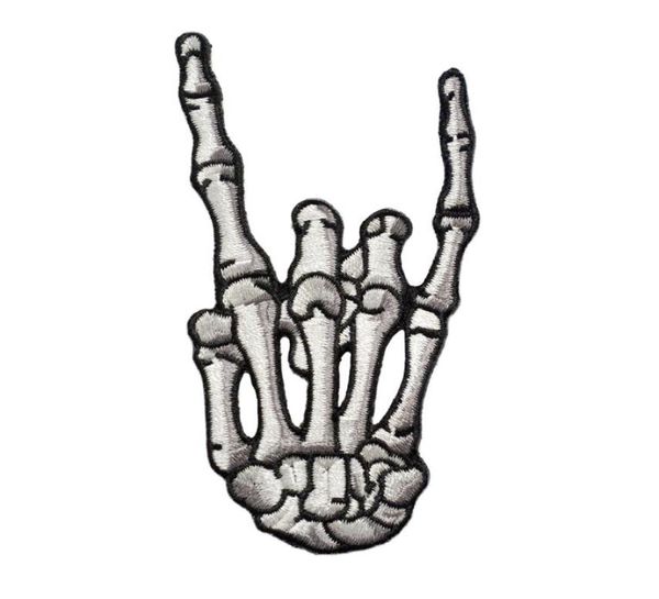 Rock Skull doigt Patches de broderie fer sur les badges pour vêtements moto-cycle de veste veste accessoires de bricolage en métal autocollants appli8957162