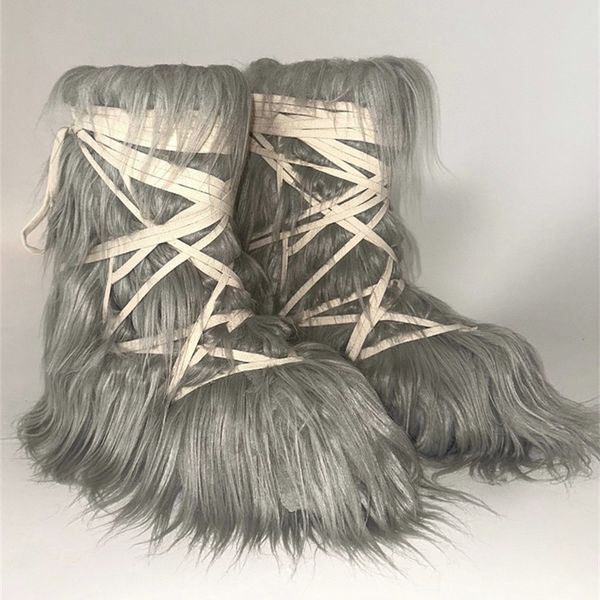 Rock x Crazy Lace Hair Hair Real Fur Punk Boots luxueux Botas personnalisés exclusifs