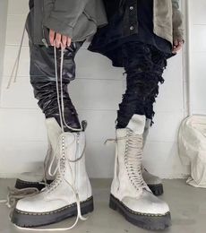 Rock X Goodyear – bottes montantes à semelle épaisse, hauteur genou, exclusives, personnalisées, en vraie fourrure, grises, Punk Botas