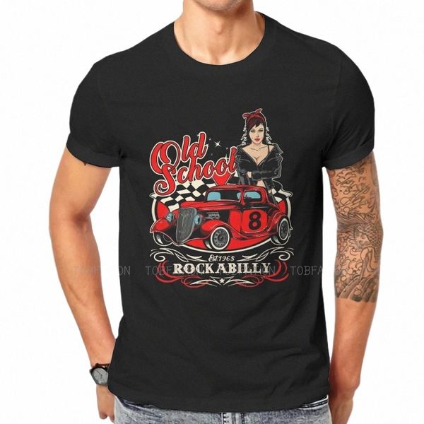 Rockabilly Pin Up Girl Sock Hop Rocker Vintage Classique Rock and Roll Musique Tshirt Graphique Hommes Été Tops Cott T-shirt L2Mi #