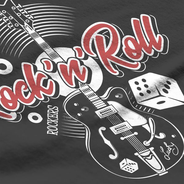 Rockabilly Rock and Roll Men Summer Tshirt Music Dice Rockers Guitars Individuality Shirt Original Streetwear Hipster Summer Top