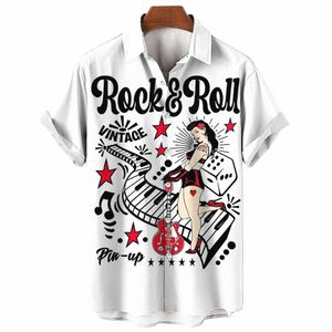 Rockabilly Rock Chemises graphiques pour hommes Vêtements Impression 3D Chemise de plage hawaïenne à manches courtes Y2K Tops Vintage Vêtements Blouse à revers B2RZ #