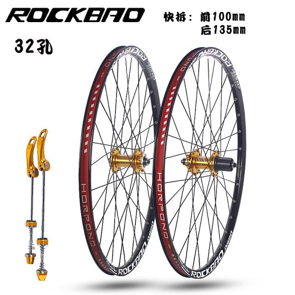 Rockbao 24/26/27.5/29 pulgadas Bike de montaña MTB Otry Road Bike Wheelset Disco Disco Brazo 4 rodamientos 7-12 Velocidad de liberación rápida Rueda de bicicleta