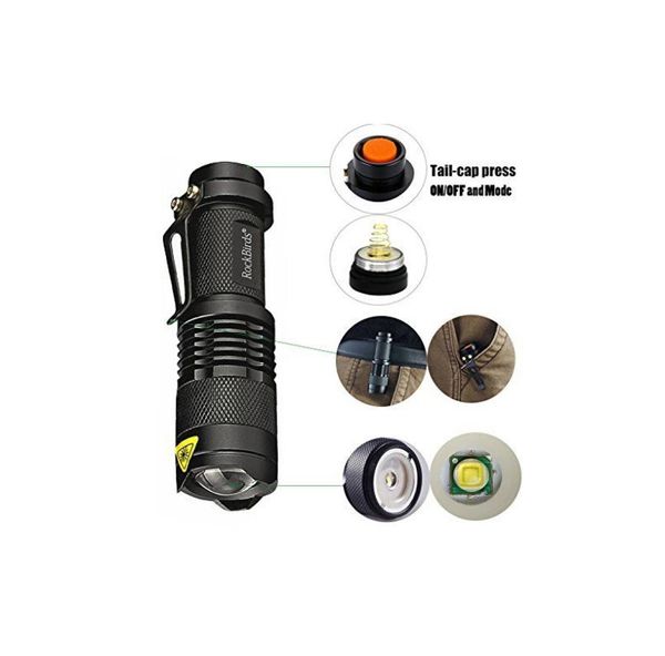 Rockbirds LED Lampe de poche A100 Mini Super Bright 3 Mode Tactical Lampe de poche pour la randonnée de la pêche et du camping B7440414