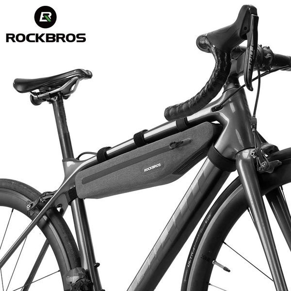 ROCKBROS 1.5L sac de vélo entièrement étanche Tube avant Triangle allongé Double fermeture éclair sac de vélo résistant aux rayures accessoires de vélo 240119