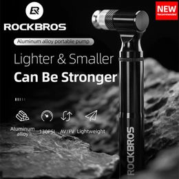 RockBros 130PSI Bicycle Pump Aluminium Aluminium Legering Bike Pumps Portable Drop-Proil Inflator voor Schrader Presta Cycling Pump 240410