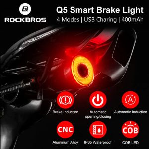 Rockbros Bicycle Smart Auto Brake Sending Light IPX6 ALIMENTS DE CHARGE DE CHARGE DE CHARGE LED ACCESSORIES DE LA VILLE ARRÉE Q5