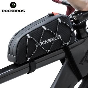 ROCKBROS Bolsa de bicicleta Impermeable Reflectante Frente Marco superior Tubo Gran capacidad Ultraligero Bicicleta Ciclismo Alforja 1L 240312