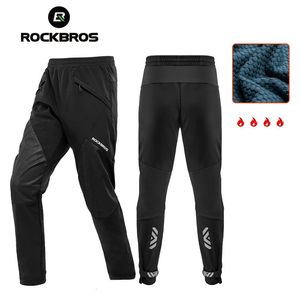 ROCKBROS Pantalones de bicicleta Pantalones largos de invierno para bicicleta Pantalones térmicos de lana reflectantes Pantalones de ciclismo Cálido a prueba de viento Hombres Pantalones deportivos Tamaño EUR 240318