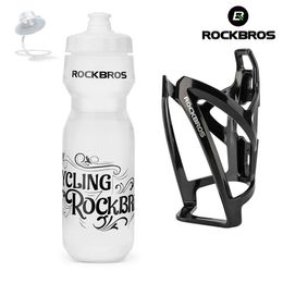 ROCKBROS Fietsfles 750 ml Fietsfles met houder Kooi Outdoor Sport Draagbare fietsketel Waterfles Drinkware 240202