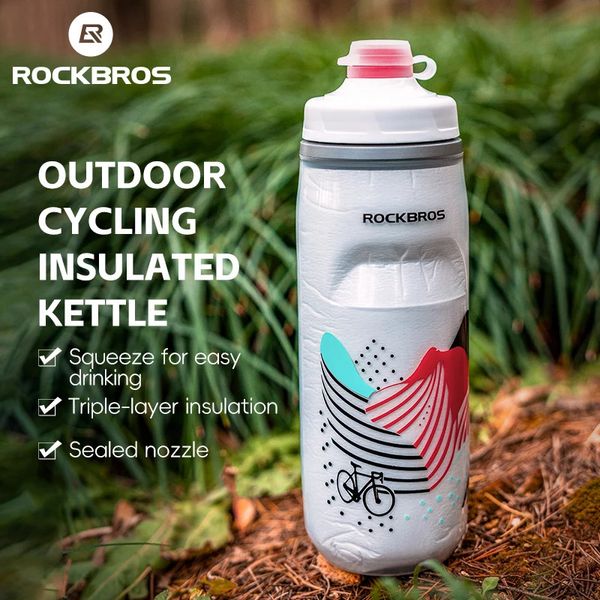 Rockbros Circulat Water Bottle 620 ml Capacité Bicycle Isolation Bouteille de refroidissement Bouteille d'eau Outdoor Sports et Fitness Accessoires de vélo 240428