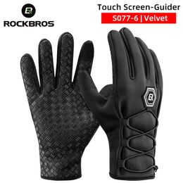 Rockbros fietsen handschoenen volledige vinger winddicht warme herfst winter motorfiets elektrische fiets fiets mannen vrouwen touchscreen handschoenen H1022