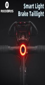 Rockbros Cycling Tail Light Mtb Road Road Night Lights arrière Smart Free Brake Lampe Award Afficier à vélo imperméable