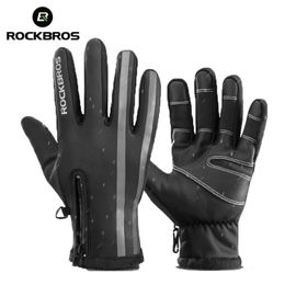 ROCKBROS cyclisme hiver écran tactile gants de vélo chaud imperméable à la pluie doigt complet gants de vélo coupe-vent thermique mitaine équipement240102