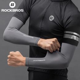 Rockbros Ice Silk Sun Protection Bicycle Arm Guards Manges Fold and Breathable Mens Outdoor Deports Driving Arm Summer 240425