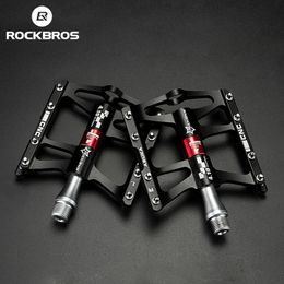 ROCKBROS VTT pédales de vélo cyclisme ultraléger en alliage d'aluminium 4 roulements pédales VTT Bicicleta pédales de vélo plat BMX 240308