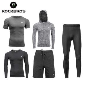 Rockbros Running Sets Gym Sportswear Pak Fitness T-shirt Shorts Sport Training Kleding Ademend Jogging Broek Mannen Joggingbroek 211006