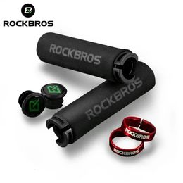 ROCKBROS Spons MTB Grips Ultralight Zacht Fietsstuurhoes Antislip 3D Legering Bilateraal Met Stofplug Fietsaccessoires 240223