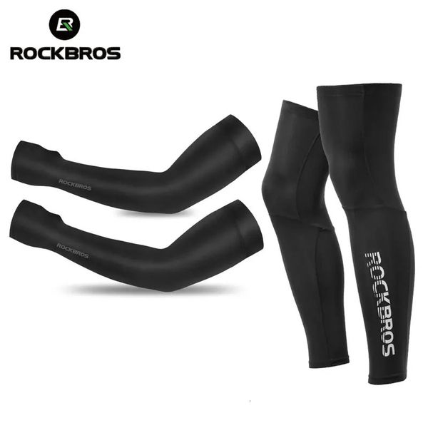 ROCKBROS Suncreen Camping Bras Manches Cyclisme Basket-Ball Manchettes Manchettes Protection UV Hommes Sport Équipement De Sécurité Jambières Couverture 240320