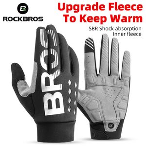 RockBros Winter Warm Handschoenen Touchscreen Cycling Volledige vinger MTB Bike Non Slip Silicone Palm Thermal Ski 231221