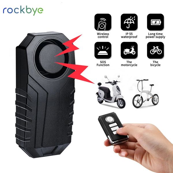 Rockbye Bicicleta Alarma Cerradura de seguridad con control remoto inalámbrico Anti-ladrón Bicicleta Motocicleta Alarma Cerradura Ciclismo al aire libre Dispositivo de seguridad 240301