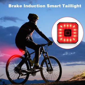 Rockbye Bicycle Auto Tail Light Bike Rem WAARSCHUWING LAMP USB Oplaadbare LED Waterdichte fiets Smart Smart Security Sensing Lights