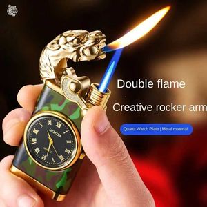 Rocker Arm Double Fire Torch Aansteker met Fashion Dial Trendy Unieke Dierenkop